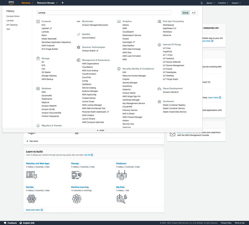 aws lambda service finder